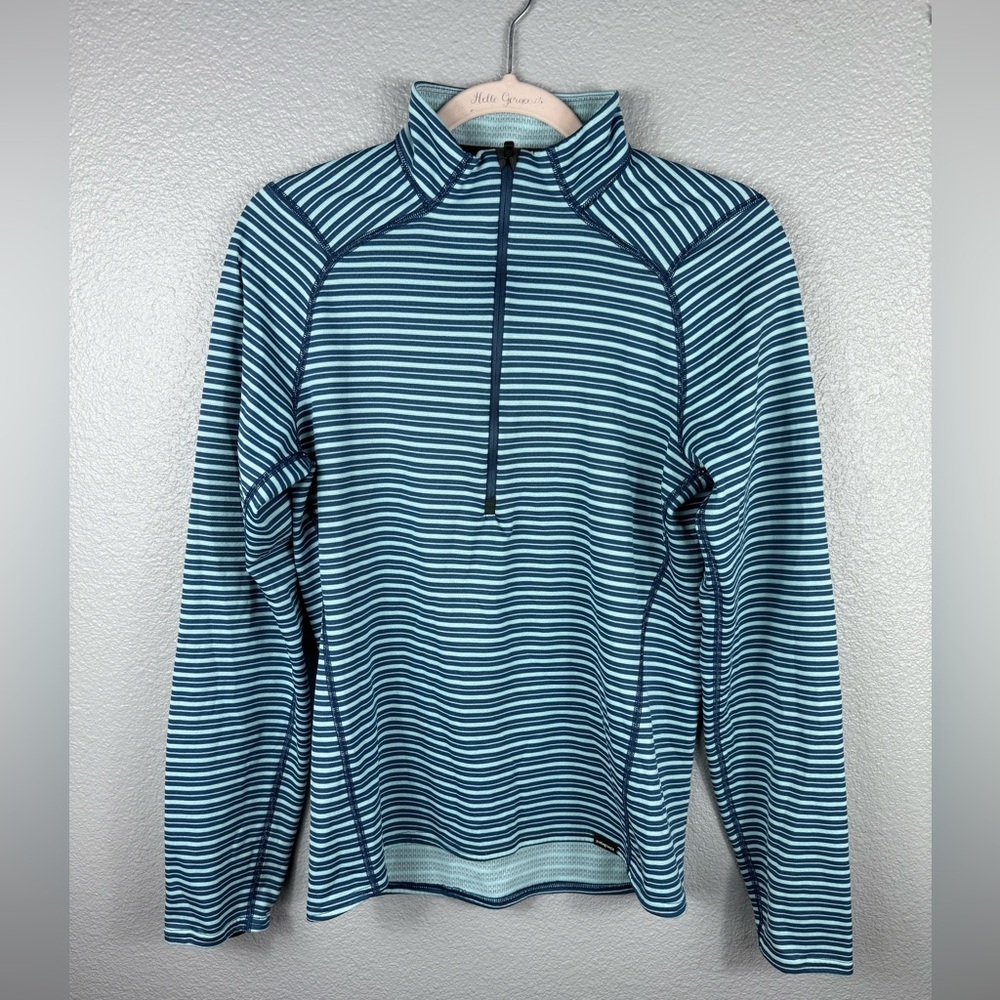 Patagonia Men’s Striped Blue Lightweight Layer Collared 3/4 Zip Activewear Small